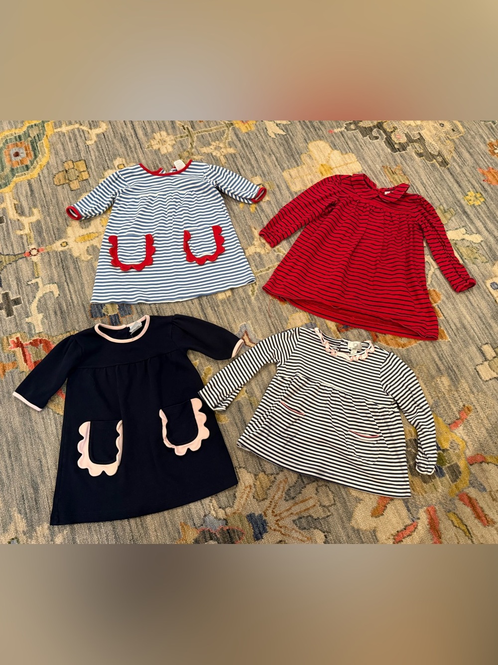 Proper Peony busy bee & Bella Bliss Tops Dresses Striped Toddler Girl Bundle 3